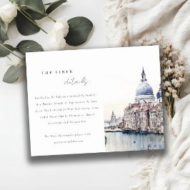 Tarjeta De Recepción Detalles del Boda de acuarela de Venecia Italia Ca