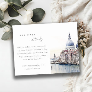 Tarjeta De Recepción Detalles del Boda de acuarela de Venecia Italia Ca