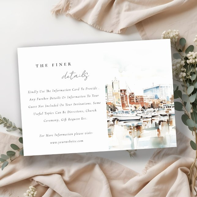 Tarjeta De Recepción Detalles del Boda de acuarela del perfil de la lín (Subido por el creador)