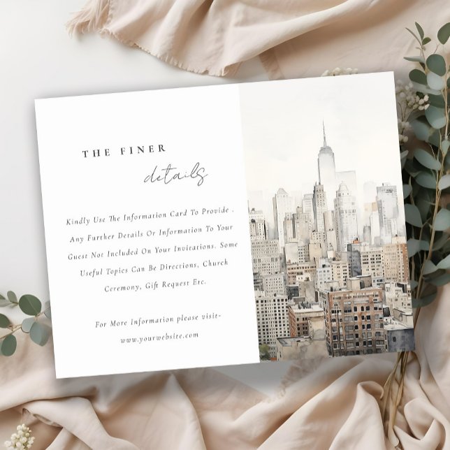 Tarjeta De Recepción Detalles del Boda de acuarela del Skyline de la ci (Subido por el creador)