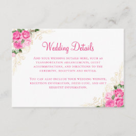 Tarjeta De Recepción Detalles del Boda de acuarela floral de oro rosa