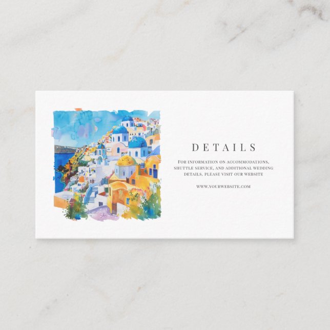 Tarjeta De Recepción Detalles del Boda de acuarela mediterráneo (Anverso)