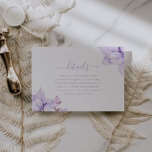 Tarjeta De Recepción Detalles del Boda de acuarela morado de color mora