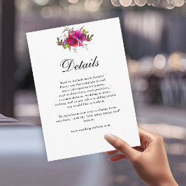 Tarjeta De Recepción Detalles del boda de acuarela púrpura de primavera