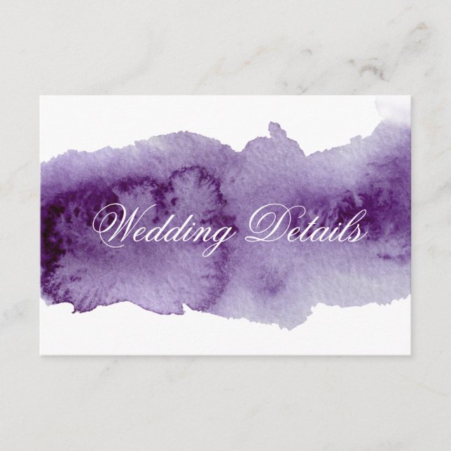 Tarjeta De Recepción Detalles del Boda de acuarela ultravioleta (Anverso)