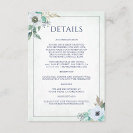 Tarjeta De Recepción Detalles del Boda de anémona floral acuática moder