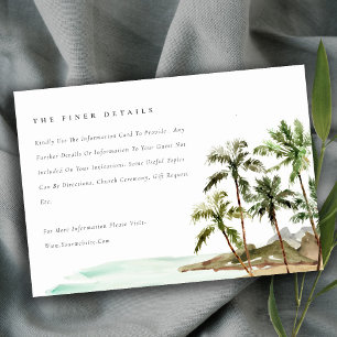 Tarjeta De Recepción Detalles del Boda de arena de la playa de Palm Tre