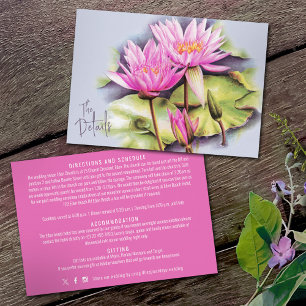 Tarjeta De Recepción Detalles del boda de arte de acuarela azul rosa