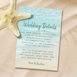Tarjeta De Recepción Detalles del Boda de Beach Ocean String Lights