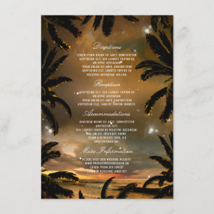 Tarjeta De Recepción Detalles del Boda de Beach Sunset Palm Leaves