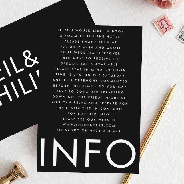 Tarjeta De Recepción Detalles del Boda de Big Bold Names ultramoderno (Subido por el creador)