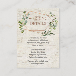 Tarjeta De Recepción Detalles del Boda de Birch con Eucalipto geométric