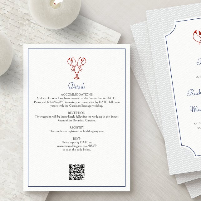 Tarjeta De Recepción Detalles del Boda de bogavante náutico (Subido por el creador)