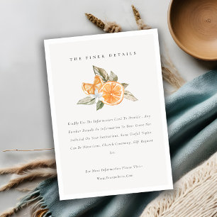 Tarjeta De Recepción Detalles del Boda de Boho Botánico Naranja Mínimo