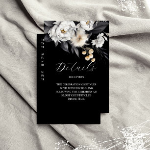 Tarjeta De Recepción Detalles del boda de boho elegante en blanco y neg