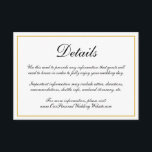 Tarjeta De Recepción Detalles del Boda de borde dorado de caligrafía fo<br><div class="desc">Elegante tarjeta de gabinete de detalles de boda con un falso borde dorado. Estas elegantes tarjetas de alojamiento proporcionan a sus huéspedes información importante sobre su día especial y son perfectas para un boda formal.</div>