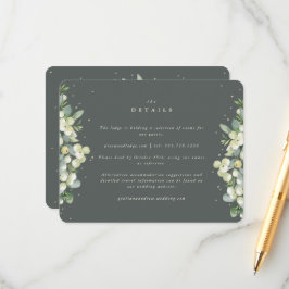 Tarjeta De Recepción Detalles del Boda de borde verde de nieve + eucali