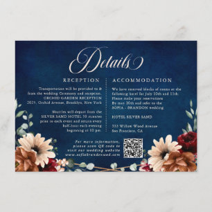 Tarjeta De Recepción Detalles del Boda de Borgoña de la Marina de Terra