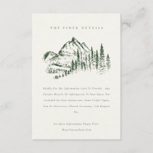 Tarjeta De Recepción Detalles del Boda de bosquejo de montaña Green Pin