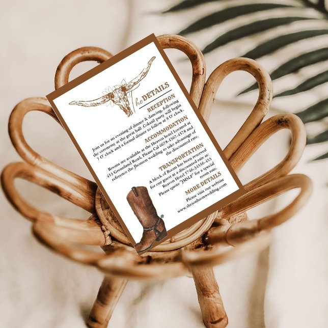 Tarjeta De Recepción Detalles del Boda de botellas de vaquero occidenta (Subido por el creador)
