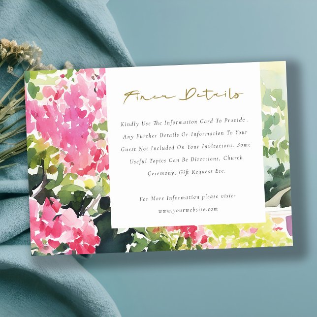 Tarjeta De Recepción Detalles del Boda de Bougainvillea verde rosa (Subido por el creador)