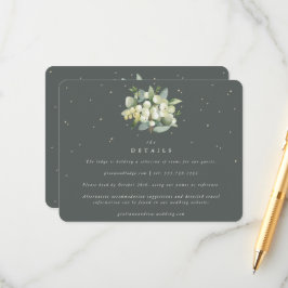 Tarjeta De Recepción Detalles del Boda de Bouquet Green Snowberry+Eucal