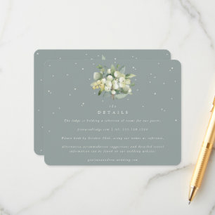 Tarjeta De Recepción Detalles del Boda de Bouquet Green Snowberry+Eucal