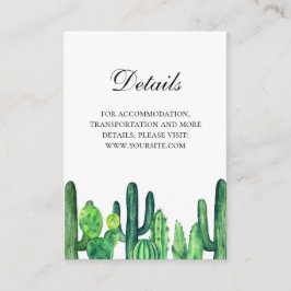 Tarjeta De Recepción Detalles del boda de cactus verde. Información de