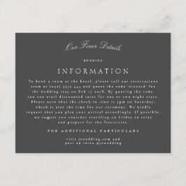Tarjeta De Recepción Detalles del Boda de caligrafía clásica formal gri