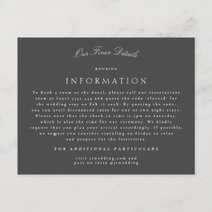 Tarjeta De Recepción Detalles del Boda de caligrafía clásica formal gri