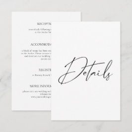 Tarjeta De Recepción Detalles del Boda de caligrafía de guión mínimo mo