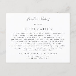 Tarjeta De Recepción Detalles del Boda de caligrafía elegante clásica f