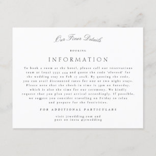 Tarjeta De Recepción Detalles del Boda de caligrafía elegante clásica f