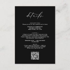 Tarjeta De Recepción Detalles del Boda de caligrafía elegante y negro m