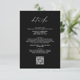 Tarjeta De Recepción Detalles del Boda de caligrafía elegante y negro m