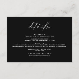 Tarjeta De Recepción Detalles del Boda de caligrafía elegante y negro m