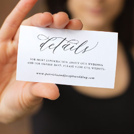 Tarjeta De Recepción Detalles del boda de caligrafía elegante y simple
