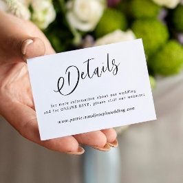 Tarjeta De Recepción Detalles del boda de caligrafía elegante y simple