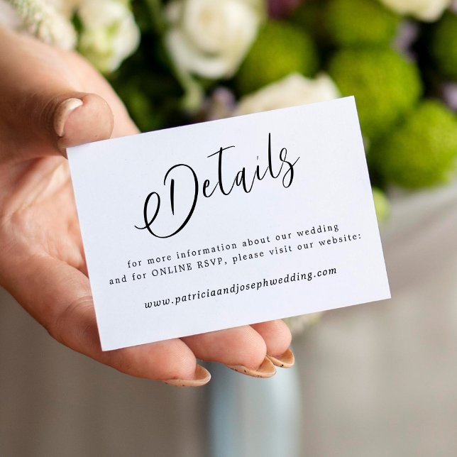 Tarjeta De Recepción Detalles del boda de caligrafía elegante y simple (Subido por el creador)