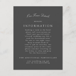 Tarjeta De Recepción Detalles del Boda de caligrafía gris clásico forma