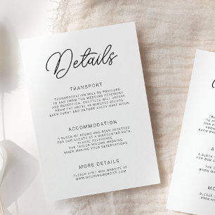 Tarjeta De Recepción Detalles del Boda de caligrafía lúdica moderna y l
