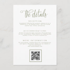 Tarjeta De Recepción Detalles del Boda de caligrafía manuscrita verde s
