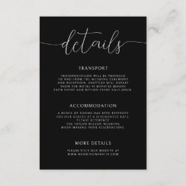 Tarjeta De Recepción Detalles del Boda de caligrafía Minimalista modern