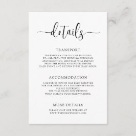 Tarjeta De Recepción Detalles del Boda de caligrafía moderna y elegante