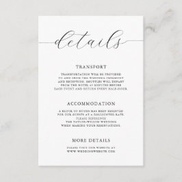 Tarjeta De Recepción Detalles del Boda de caligrafía romántica moderna