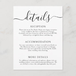 Tarjeta De Recepción Detalles del Boda de caligrafía simple