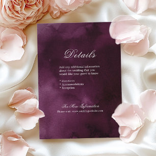 Tarjeta De Recepción Detalles del boda de calligrafía de plum romántico