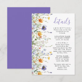 Tarjeta De Recepción Detalles del Boda de campo de flores silvestres