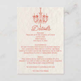 Tarjeta De Recepción Detalles del Boda de candelabro con mano de época