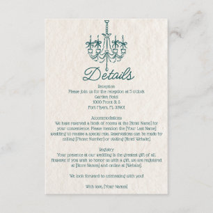Tarjeta De Recepción Detalles del Boda de candelabro Verde azulado con 